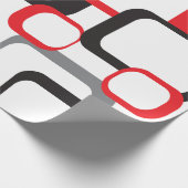 Retro Squares Red Black Grau White Pattern Geschenkpapier (Ecke)