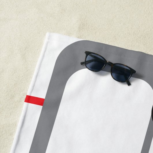 Retro Squares Red Grau Schwarz-weiß Trendy Muster Strandtuch (Beispiel)