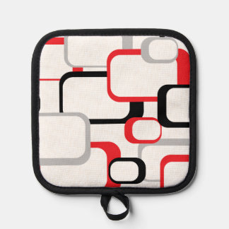 Retro Squares Red Grau Schwarz-weißer Hintergrund Topflappen