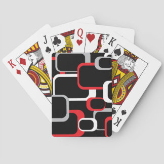 Retro Squares Red Grau White Black Background Spielkarten