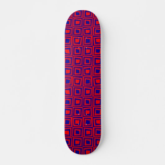 Retro Squares - Rot auf Navy Blue Skateboard (Vorne)