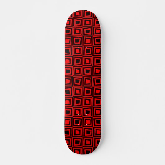 Retro Squares - Schwarz auf Rot Skateboard (Vorne)