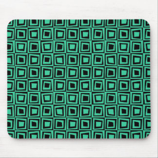 Retro Squares - Sea Green on Black Mousepad
