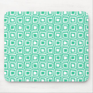 Retro Squares - Sea Green on White Mousepad