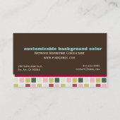 Retro Squares Visitenkarte dunkler Schokoladenakze (Rückseite)