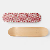 Retro Squares - Weiß auf Ruby Red Skateboard (Horizontal)