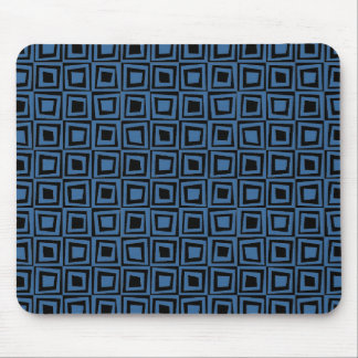 Retro Squares - Wüstenblau auf schwarz Mousepad