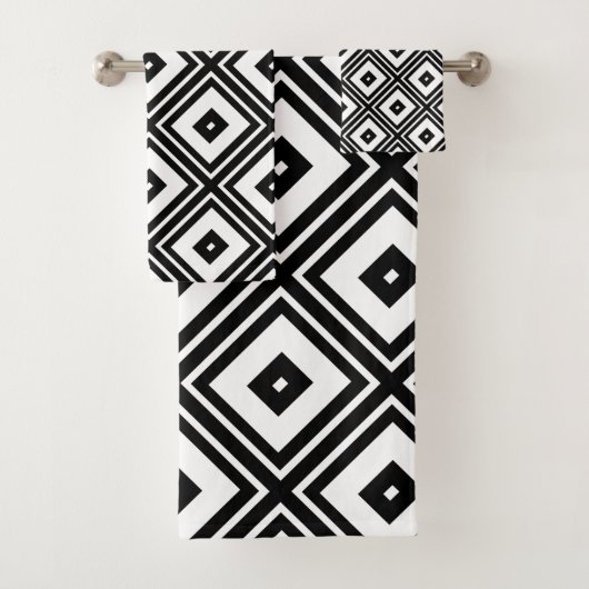 Retro SquaresTowel Schwarzweiss-Set Badhandtuch Set (Insitu)