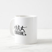 Retro-Squashspieler-Aktionssequenz-Silhouetten-Kun Kaffeetasse (Vorderseite Links)