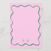 Retro Squiggle Rosa und grüne handgeschriebene Hoc Menükarte (Rückseite)