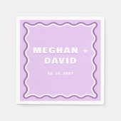 Retro Squiggle Wavy Curve Lila Hochzeit Serviette (Vorderseite)