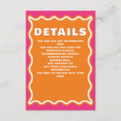 Retro Squiggle Wavy Curve Pink Orange Wedding Begleitkarte (Vorderseite)