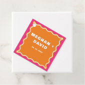 Retro Squiggle Wavy Curve Pink Orange Wedding Geschenkanhänger (Beispiel)