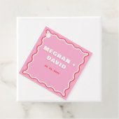 Retro Squiggle Wavy Curve Pink Red Wedding Geschenkanhänger (Beispiel)