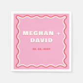 Retro Squiggle Wavy Curve Pink Red Wedding Serviette (Vorderseite)