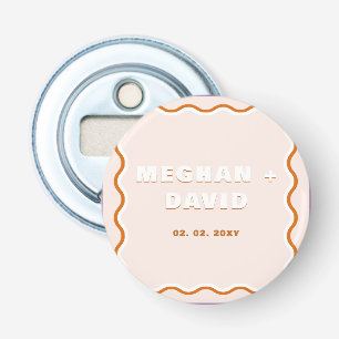 Retro Squiggle Wavy Curve Terracotta Wedding Flaschenöffner