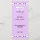 Retro Squiggle Wavy Lila Hochzeit Programm (Rückseite)