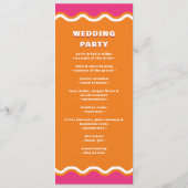 Retro Squiggle Wavy Pink Orange Wedding Programm (Rückseite)