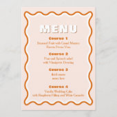 Retro Squiggle Wavy Terracotta Wedding Menu Menükarte (Vorderseite)