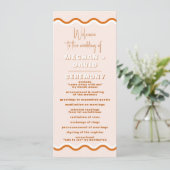 Retro Squiggle Wavy Terracotta Wedding Program Programm (Stehend Vorderseite)