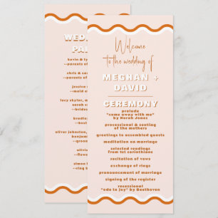Retro Squiggle Wavy Terracotta Wedding Program Programm