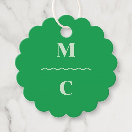 Retro Squiggle Wedding Monogram Geschenkanhänger (Vorderseite)