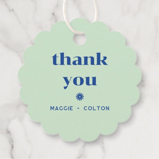 Retro Squiggle Wedding Monogram Geschenkanhänger (Rückseite)