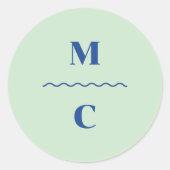 Retro Squiggle Wedding Monogram Runder Aufkleber (Vorderseite)
