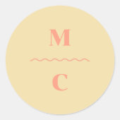 Retro Squiggle Wedding Monogram Runder Aufkleber (Vorderseite)