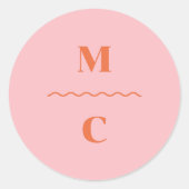 Retro Squiggle Wedding Monogram Runder Aufkleber (Vorderseite)