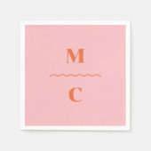 Retro Squiggle Wedding Monogram Serviette (Vorderseite)