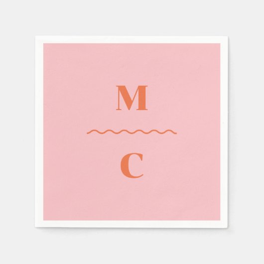 Retro Squiggle Wedding Monogram Serviette (Vorderseite)