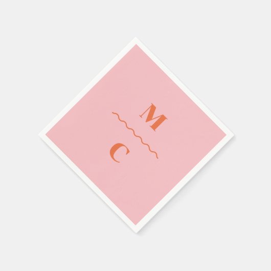 Retro Squiggle Wedding Monogram Serviette (Ecke)