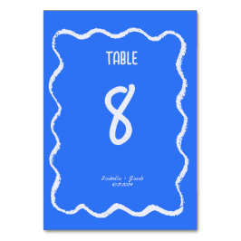 Retro Squiggle Whimsical Cobalt Blue Wedding Tischnummer