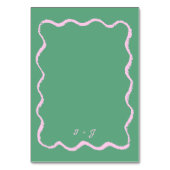 Retro Squiggle Whimsical Pink und Green Wedding Tischnummer (Rückseite)