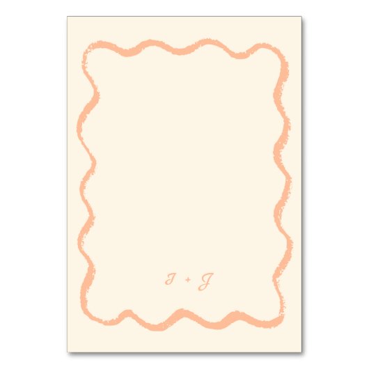Retro Squiggle Whimsical Quirky Peach Wedding Tischnummer (Rückseite)