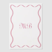 Retro Squiggly Pink Borders Mit Monogramm Wedding Pergament Einladungen (Vorderseite)