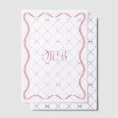 Retro Squiggly Pink Borders Mit Monogramm Wedding Pergament Einladungen (Versetzt (Einladung))