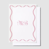 Retro Squiggly Pink Borders Mit Monogramm Wedding Pergament Einladungen (Versetzt)