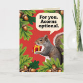 Retro Squirrel with gift parcel greeting Karte (Vorderseite)
