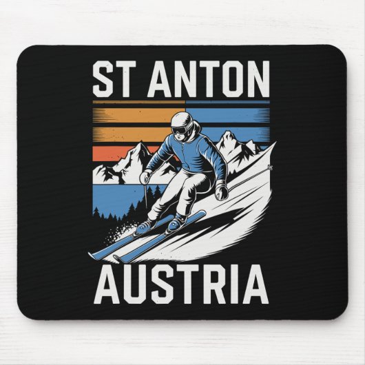 Retro St Anton Österreich Skigebiet  Mousepad (Vorne)