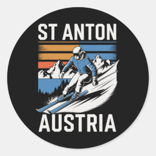 Retro St Anton Österreich Skigebiet Runder Aufkleber