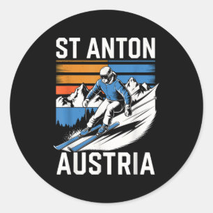 Retro St. Anton Österreich Skigebiet Spaß alpiner Runder Aufkleber