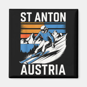 Retro St. Anton Österreich Skigebiet Spaß alpines  Magnet
