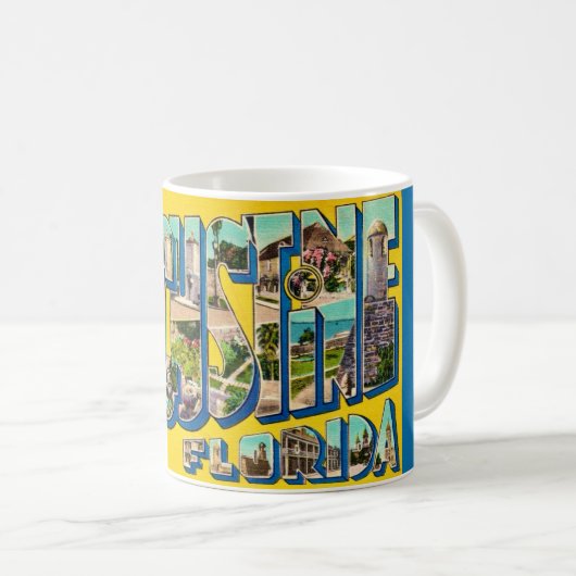 Retro-St.-Augustine-Florida-Postkarten-Tasse Kaffeetasse (VorderseiteRechts)