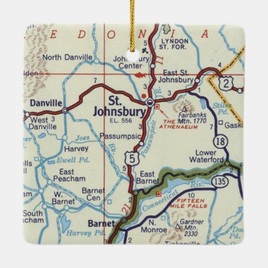 Retro St. Johnsbury Vermont Keramikornament (Rückseite)