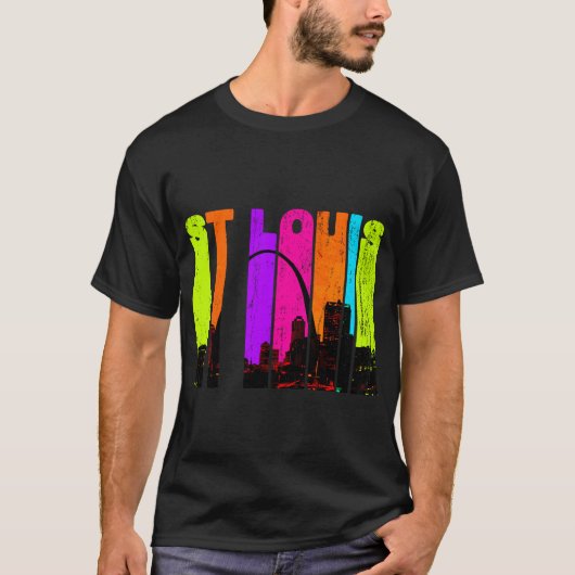 Retro St Louis Missouri Cityscape Skyline T-Shirt (Vorderseite)