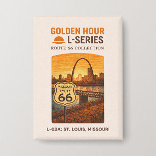 Retro St. Louis Missouri Route 66 Wahrzeichen Kuns Button