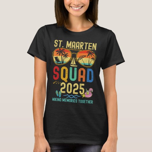 Retro St. Maarten Cruise Vacation 2025 Family Frie T-Shirt (Vorderseite)