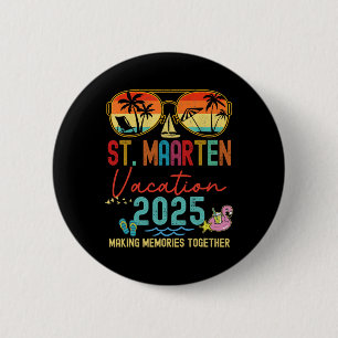 Retro St. Maarten Urlaub 2025 Erinnerungen Matchin Button